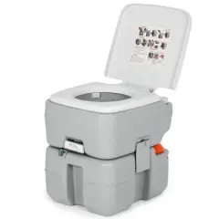 Costway 5.3 Gallon Portable Travel Toilet Outdoor Camping Toilet w/ Piston Pump Flush