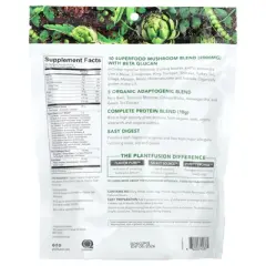 PlantFusion Organic Mushrooms + Protein, Creamy Vanilla Bean, 15 oz (428 g)