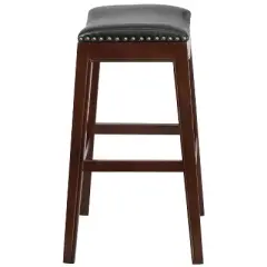 Flash Furniture 30'' High Backless Cappuccino Wood Barstool with Black LeatherSoft Saddle Seat