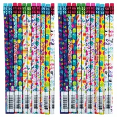 Happy Birthday Pencils (12 Pack) - Assorted Designs, #2 HB Lead (Approx. 7.5 Inch)