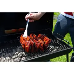 MOUNTAIN GRILLERS BBQ Rib Racks for Smoking, Sturdy & Non Stick, Holds Up to 5 Baby Back Ribs, Black