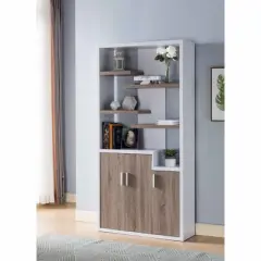 FC Design 71" Wooden Display Bookcase with Storage Cabinet and Open Shelves