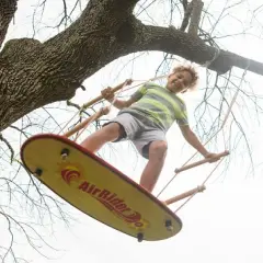 HearthSong Air Rider Surf Swing with Solid Wood Handles, 33_"L x 12"W, Adjustable Rope Length 9-14'L, Holds up to 200 lbs.