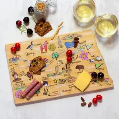 Totally Bamboo North Dakota Fish Kiss Cutting Board: Lightweight Bamboo, Multicolored, 16" x 9.75", Hand Wash