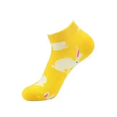Yellow Bunny Ankle Socks (Women's Sizes, Adult Medium) from the Sock Panda