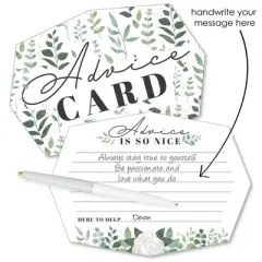 Big Dot of Happiness Boho Botanical - Wish Card Greenery Party Activities - Shaped Advice Cards Game - Set of 20