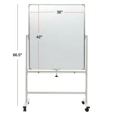 Excello Global Products 36"x42" Reversible Whiteboard on Wheels (White Frame)