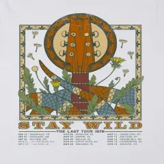 Vintage Snake And Guitar Tour Short Sleeve Crew Neck Women's White T-shirt