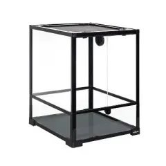 REPTI ZOO Reptile Glass Terrarium, 18" x 18" x 24" Front Opening Terrarium with Double Hinge Door