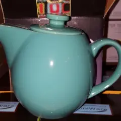 OmniWare 24 Oz Stoneware Teapot with Stainless Steel Mesh Infuser (Teal) - Microwave & Dishwasher Safe, Removable Infuser