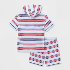 Boys' Adaptive 4th of July Short Sleeve Stripe Short Set - Cat & Jack&trade; White