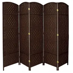 6 ft. Tall Diamond Weave Fiber Room Divider 5 Panels - Oriental Furniture
