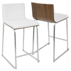 Set of 2 26" Mara Contemporary Counter Height Barstool White - Lumisource