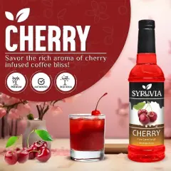 Syruvia Cherry Syrup - 25.4 fl oz. Premium Flavoring Syrup For Coffee