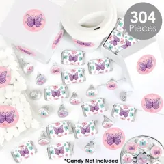 Big Dot of Happiness Beautiful Butterfly - Floral Baby Shower or Birthday Party Candy Favor Sticker Kit - 304 Pieces
