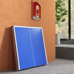 Soozier Mini Ping Pong Table Set for Outdoor and Indoor, Foldable Table Tennis Table with Net, 2 Paddles, 3 Balls, Easy Assembly