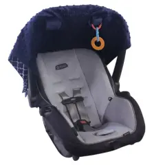 Hudson Baby Infant Girl Reversible Car Seat and Stroller Canopy, Navy Trellis, One Size