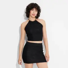 Women's Open Back High Neck Sweater Tank - Wild Fable&trade; Black