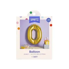 34" Number 0 Foil Balloon - Spritz&trade;: Gold Birthday Decoration, Solid Pattern, All Ages