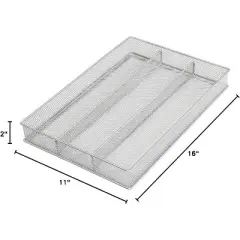 YBM Home Multi Compartment Sectional Wire Mesh Silver Drawer Organizer for Silverware and Gadgets, Pack of 12