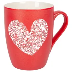 Elanze Designs Heart Leaf Crimson Red 10 ounce New Bone China Coffee Cup Mug