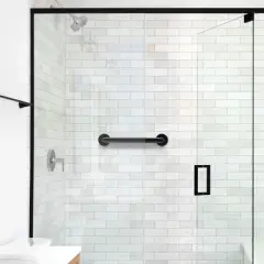 Built Industrial 2 Pack Grab Bars for Bathtubs and Showers, 12 Inch Anti-Slip Handle for Elderly, Handicap, Seniors, Black