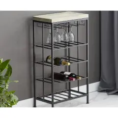 Industrial Metal Rectangle Wine Rack Black - Olivia & May