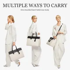 Laptop Bag for Women, 15 inch Laptop Tote Work Bag Purse, Large Waterproof Leather Computer Briefcase