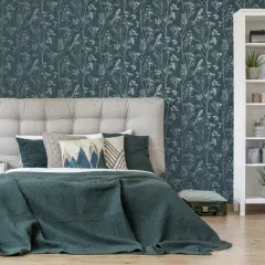 Hedgerow Teal Wallpaper