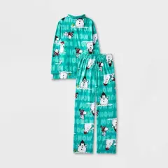 Girls' Peanuts 'Snow Much Fun' Coat Pajama Set - Green
