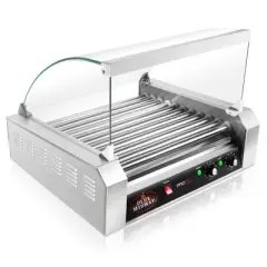 Olde Midway Electric Hot Dog Roller Grill Machine with Glass Cover, Commercial Grade