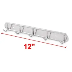 Unique Bargains Washroom Wall Mounted 5 Hooks Towel Hat Coat Hooks and Hangers Silver Tone 2 Pcs