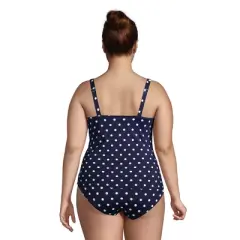 Lands' End Women's Plus Size DD-Cup Chlorine Resistant Tummy Control Square Neck Underwire Tankini Top Swimsuit