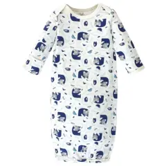 Touched by Nature Baby Boy Organic Cotton Long-Sleeve Gowns 3pk, Woodland, 0-6 Months