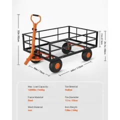 Heavy-Duty 2-in-1 Garden Wagon Utility Steel Cart with All-Terrain Tires and Removable Mesh Side Panels