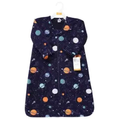 Hudson Baby Long Sleeve Plush Faux Fur Sleeping Bag, Wearable Blanket, Space