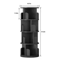 Rotating Bookshelf Tower, Corner Spinning Book Shelf for Small Space, 4-Tier Bookcase Lazy Storage Rack for Kids & Adults