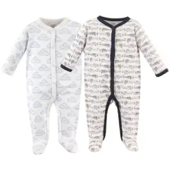 Hudson Baby Infant Boy Cotton Snap Sleep and Play 2pk, Airplane