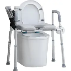 Raised Toilet Seat With Armrests Padded Seat, Adjustable Height Toilet Seat Risers, 300lbs Elevated Toilet Seat For Elderly Disabled Handicap