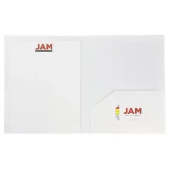 JAM 6pk 2 Pocket Heavy Duty Plastic Folders - White