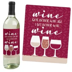 Big Dot of Happiness But First, Wine - Wine Tasting Party Decorations for Women and Men - Wine Bottle Label Stickers - Set of 4