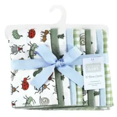 Hudson Baby Infant Boy Cotton Flannel Burp Cloths, Bugs, One Size
