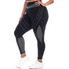 White Mark - Plus Size High-Waist Reflective Piping Fitness Leggings