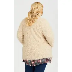 Women's Plus Size Lotus Fluffy Jacket - cream | AVEOLOGY