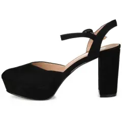 Journee Collection Womens Roslynn Almond Toe High Block Heel Pumps