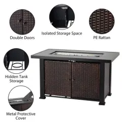 44" Propane Fire Pit Table, 50000BTU Outdoor Gas Fire Pit Table with Separate Storage Space