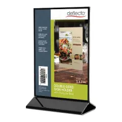 Deflecto&reg; Double-Sided Sign Holder with Black Frame and Base