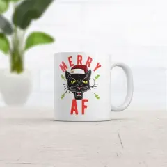 Crazy Dog Merry AF Mug Funny Christmas Kitten Graphic Coffee Cup-11oz