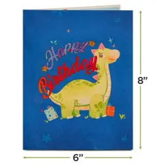 Paper Love Frndly Pop Up Birthday Card, Birthday Dinosaur, Handcrafted - 100% Recycled and Eco-Friendly, 8" x 6" Cover