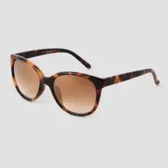 Women's Tortoise Shell Print Glossy Plastic Cateye Sunglasses - Universal Thread&trade; Brown